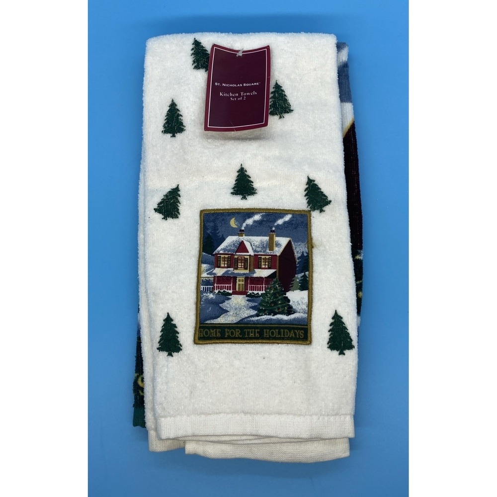 St.‎ Nicholas Square Kitchen Towels Home For The Holidays Set Of 2 New with tags